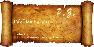 Péterfy Zina névjegykártya